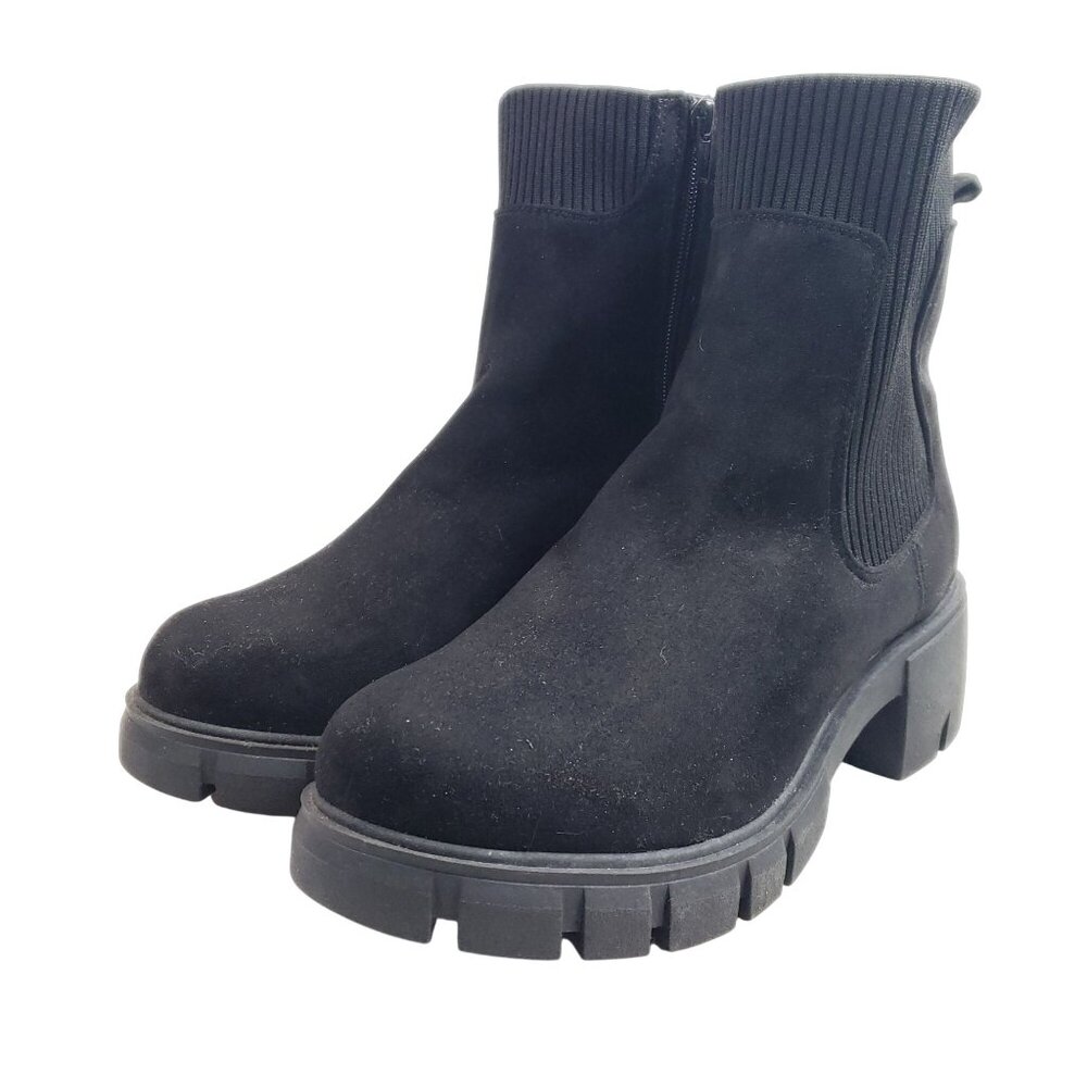 No Boundaries Womens Size 10 Wide Black Chunky Sole Chelsea Boots - Picture 2 of 8